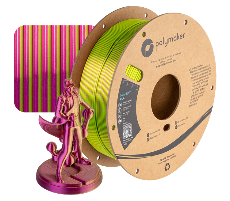 Polymaker PolyLite™ Dual Colour Silk PLA Filament 1kg 1.75mm