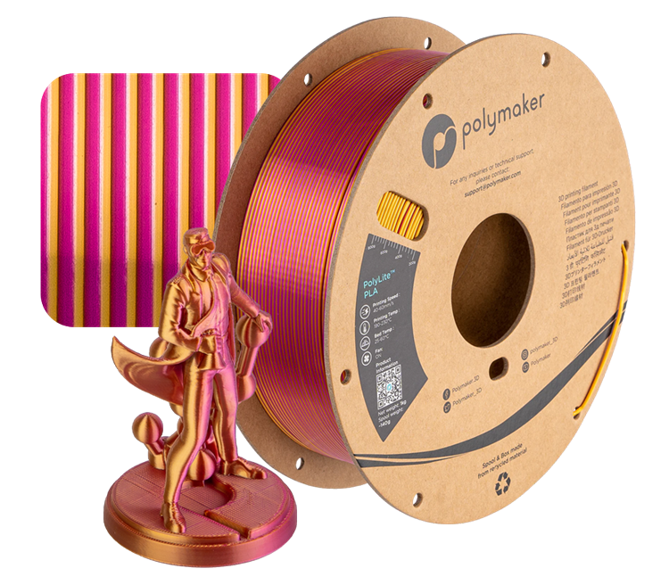 Polymaker PolyLite™ Dual Colour Silk PLA Filament 1kg 1.75mm