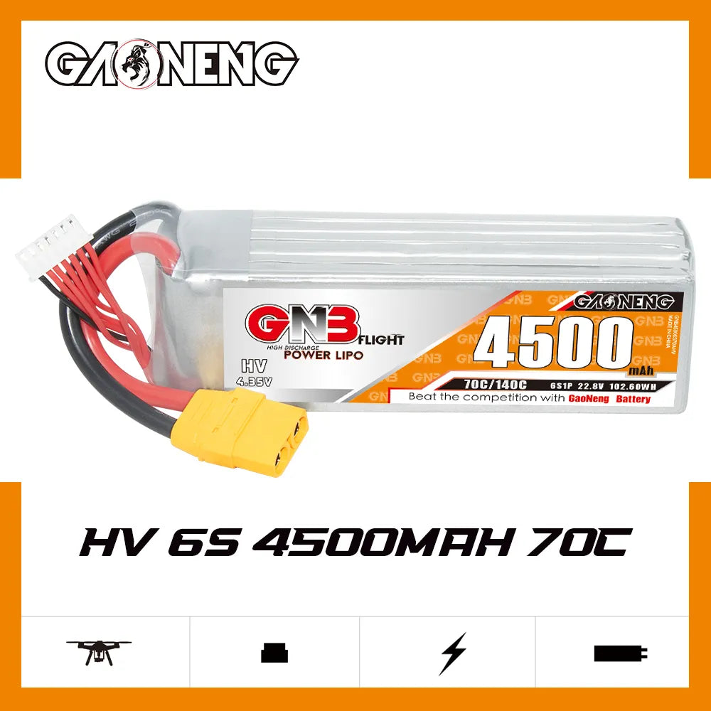 GAONENG GNB LiHV 6S 22.8V 4500mAh 70C LiPo Battery XT90 [DG]