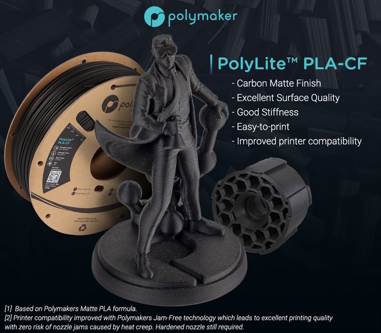 Polymaker PolyLite Matte PLA-CF 1.75mm Filament 1kg