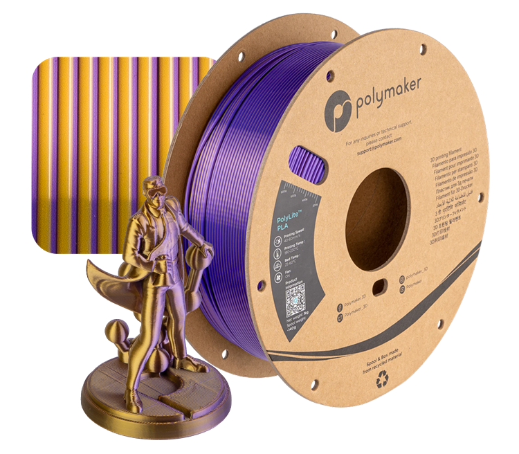 Polymaker PolyLite™ Dual Colour Silk PLA Filament 1kg 1.75mm