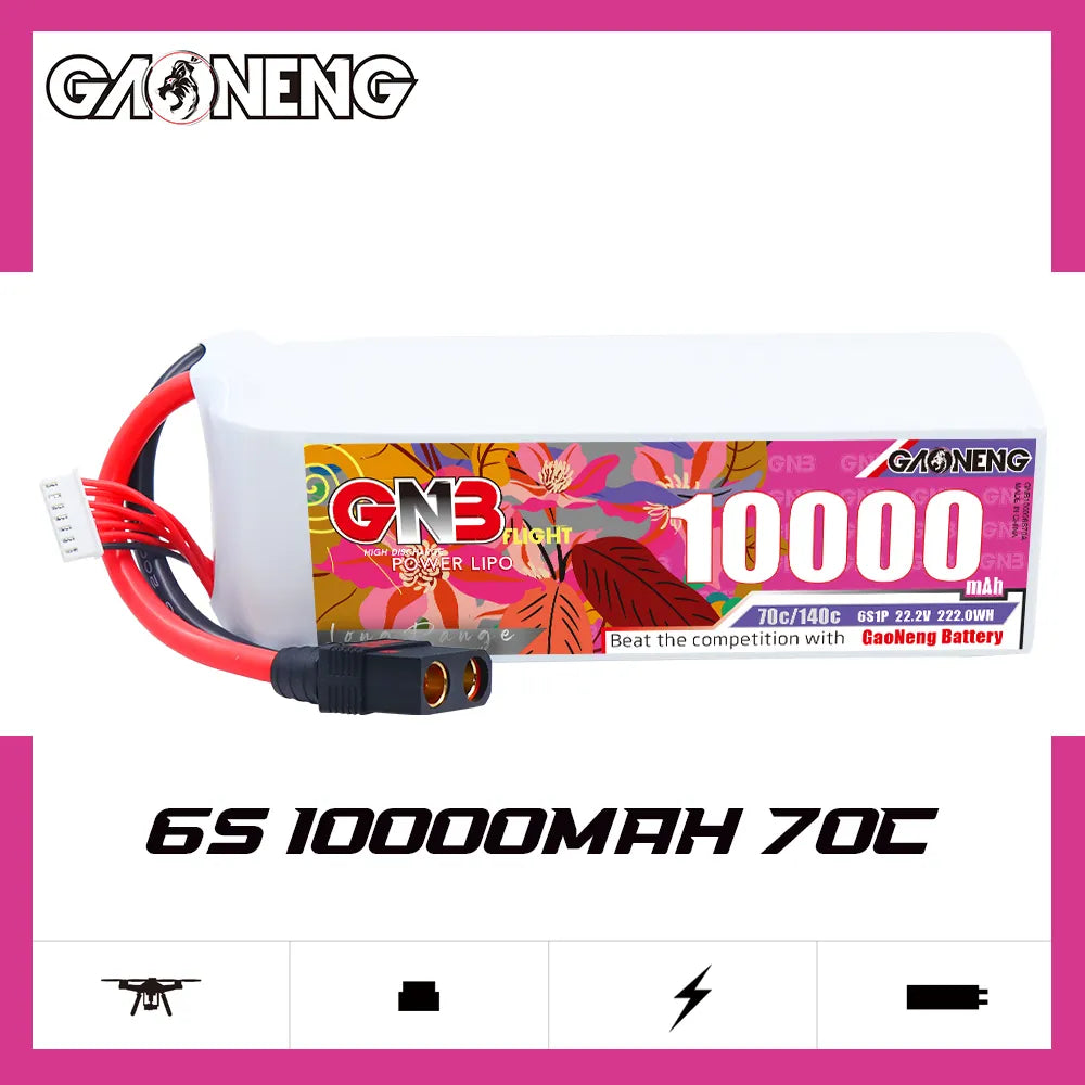 GAONENG GNB 6S1P 22.2V 10000mAh 70C RC LiPo Battery QS8 [DG]