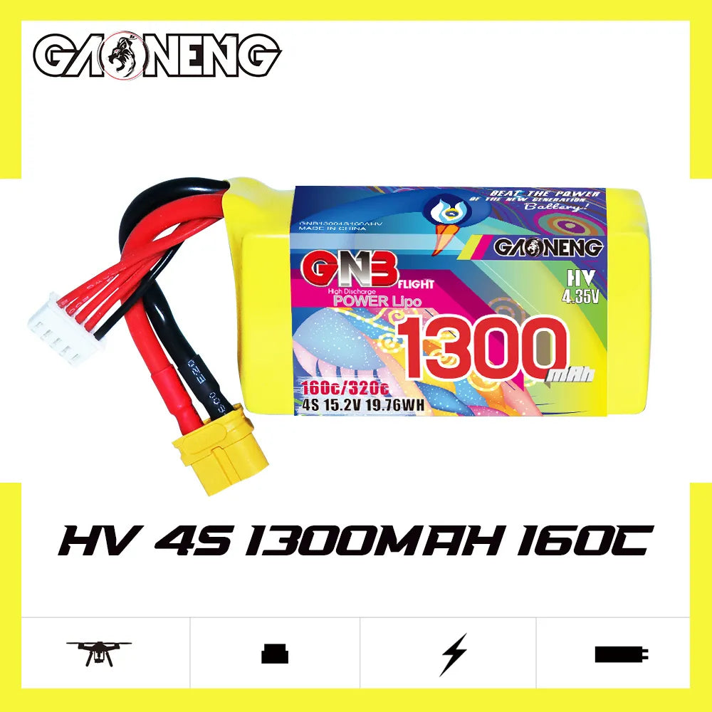 GAONENG GNB LiHV 4S 15.2V 1300mAh 160C XT60 LiPo Battery [DG]