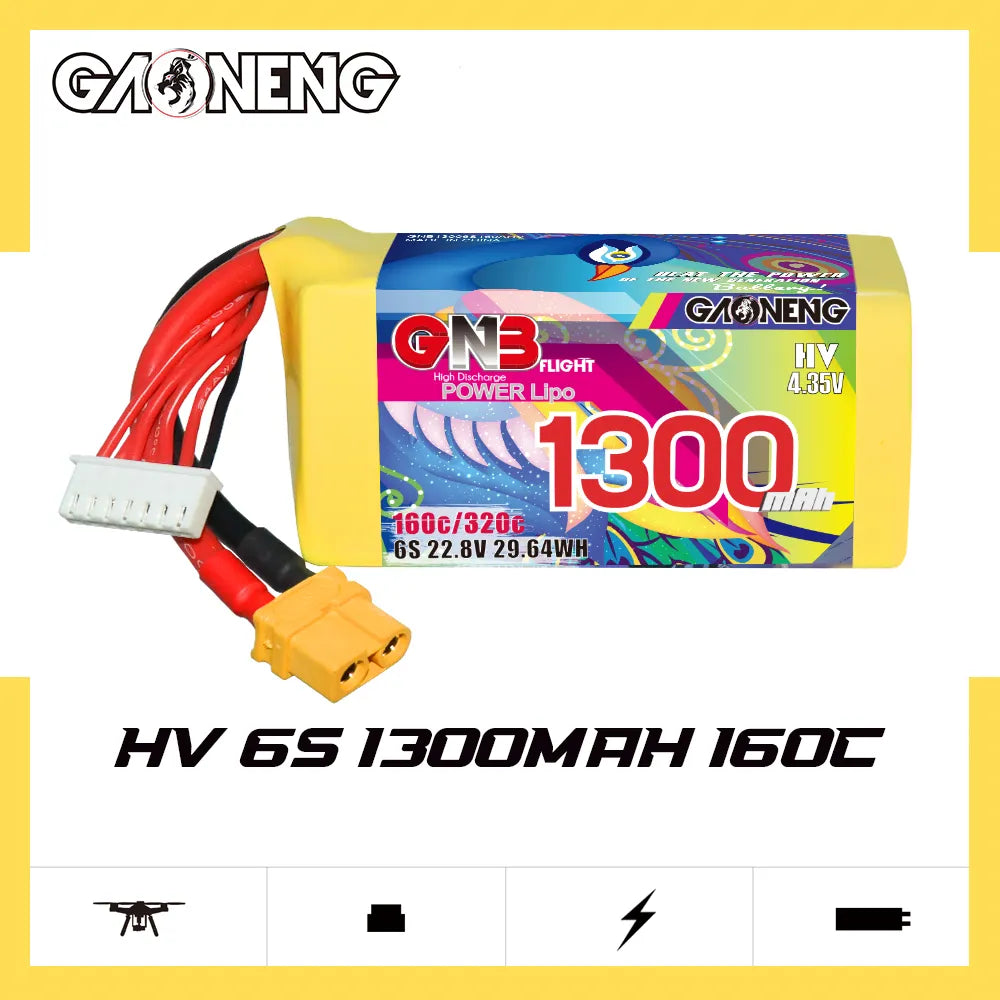 GAONENG GNB LiHV 6S 22.8V 1300mAh 160C XT60 LiPo Battery [DG]