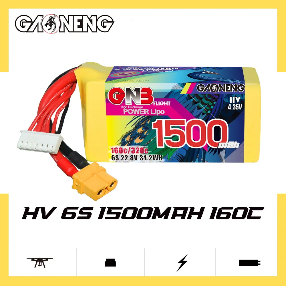 GAONENG GNB LiHV 6S 22.8V 1500mAh 160C XT60 LiPo Battery [DG]