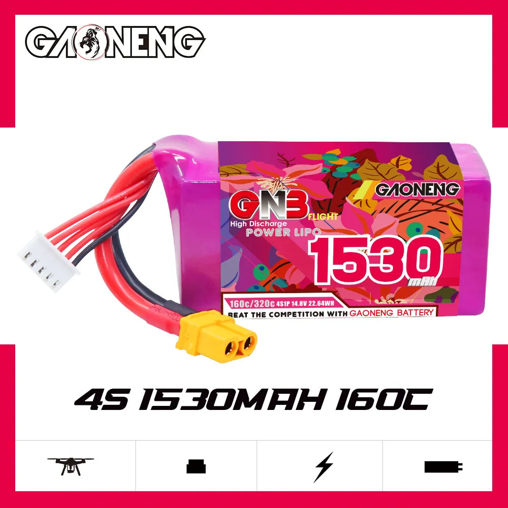 GAONENG GNB 4S 14.8V 1530mAh 160C XT60 LiPo Battery [DG]