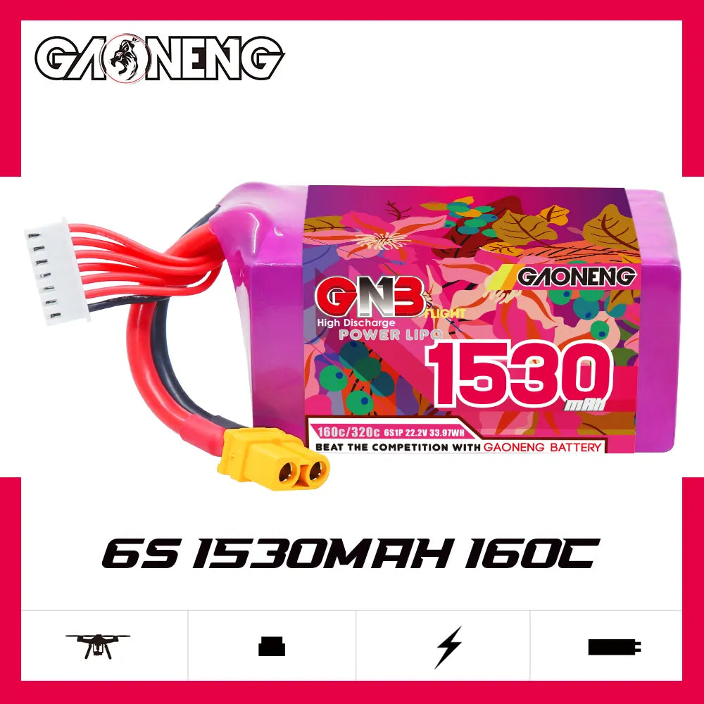 GAONENG GNB 6S 22.2V 1530mAh 160C XT60 LiPo Battery [DG]