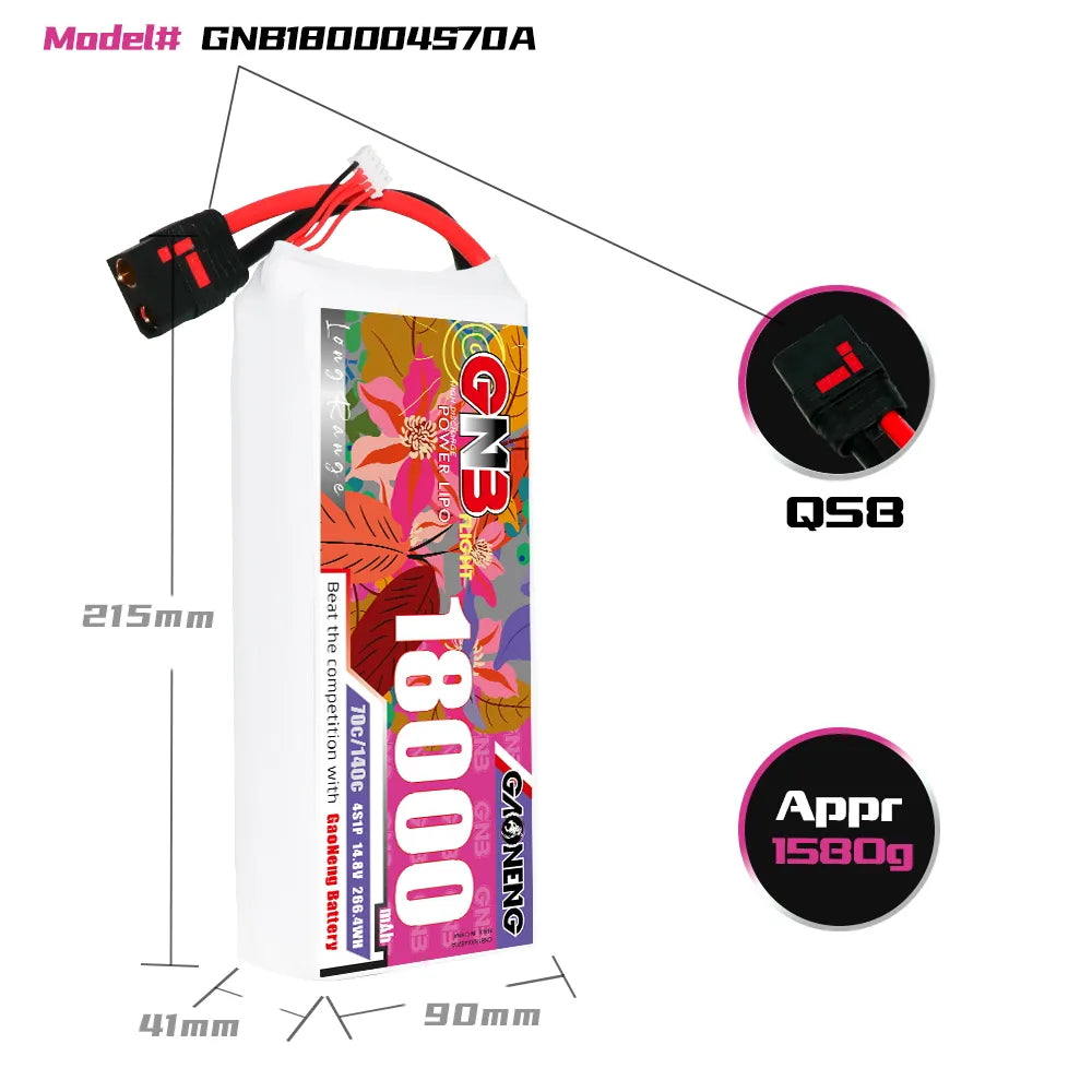 GAONENG GNB 4S1P 14.8V 18000mAh 70C RC LiPo Battery QS8 [DG]