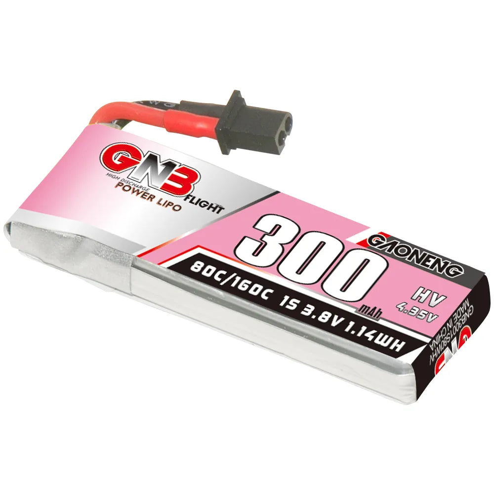 GAONENG GNB LiHV 1S 3.8V 300mAh 80C A30 Cabled LiPo Battery [DG]