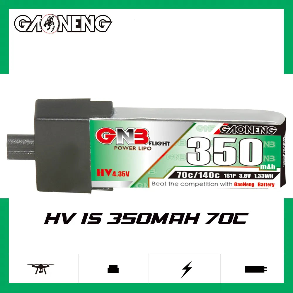 GAONENG GNB LiHV 1S 3.8V 350mAh 70C A30 Plastic Head LiPo Battery [DG]