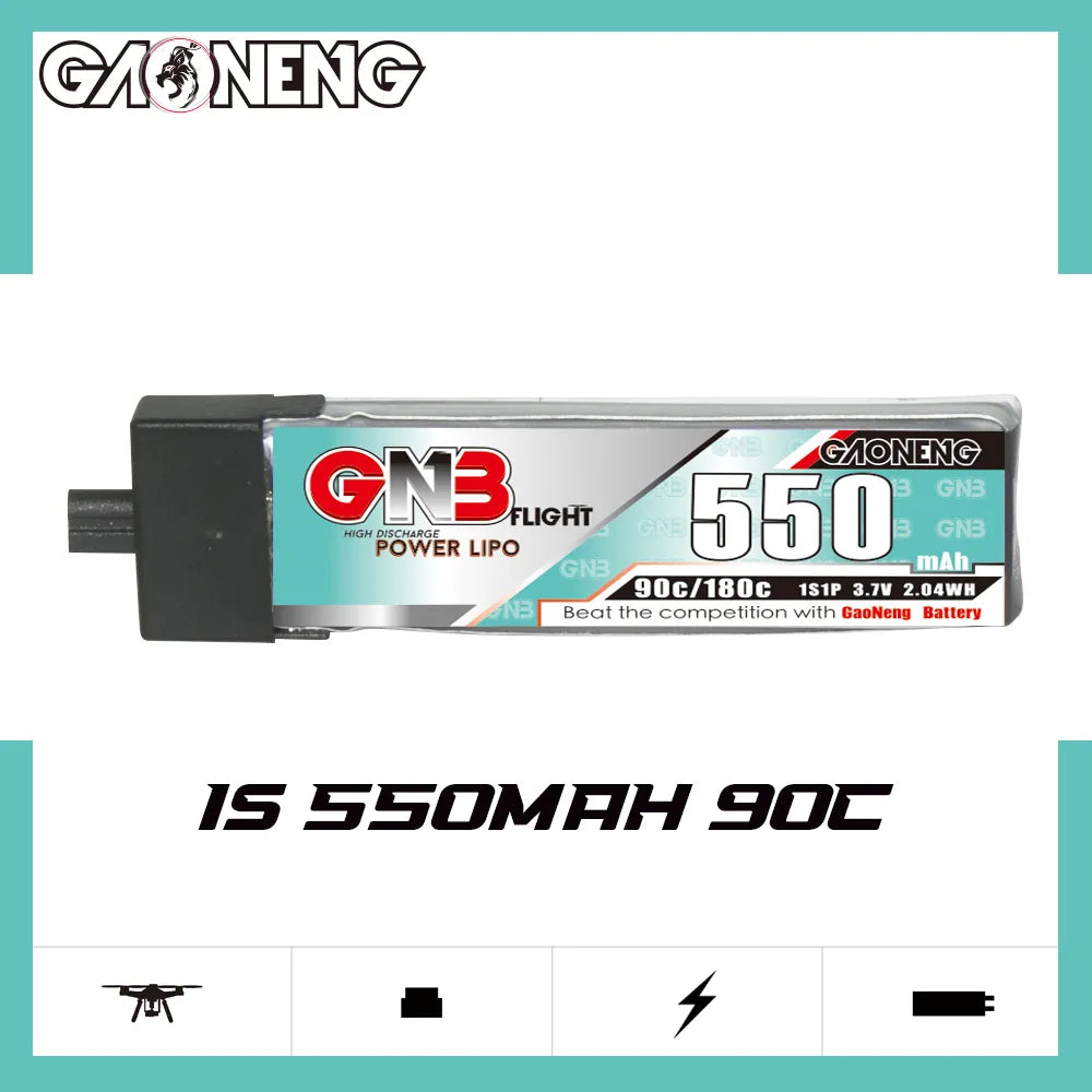 GAONENG GNB 1S 3.7V 550mAh 90C A30 Plastic Head LiPo Battery 4pc [DG]