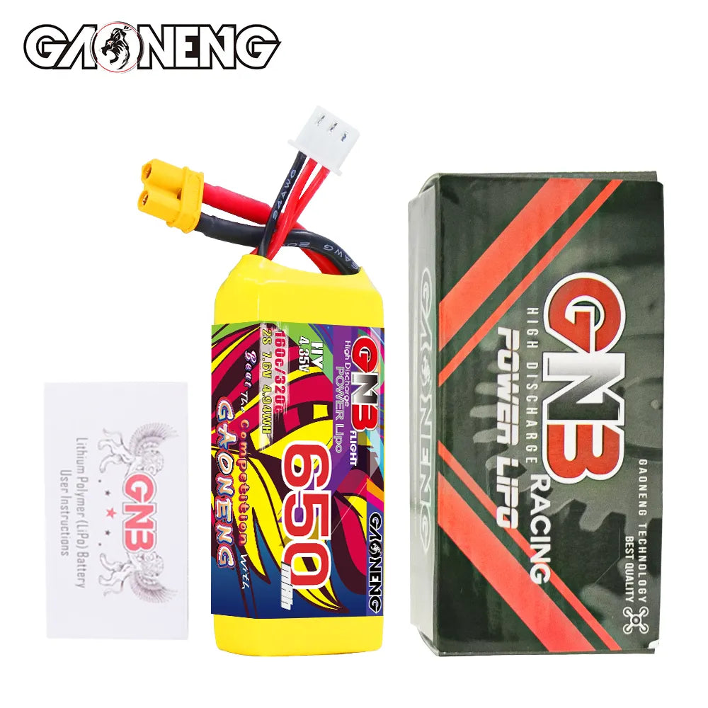 GAONENG GNB LiHV 2S 7.6V 650mAh 160C XT30 LiPo Battery [DG]