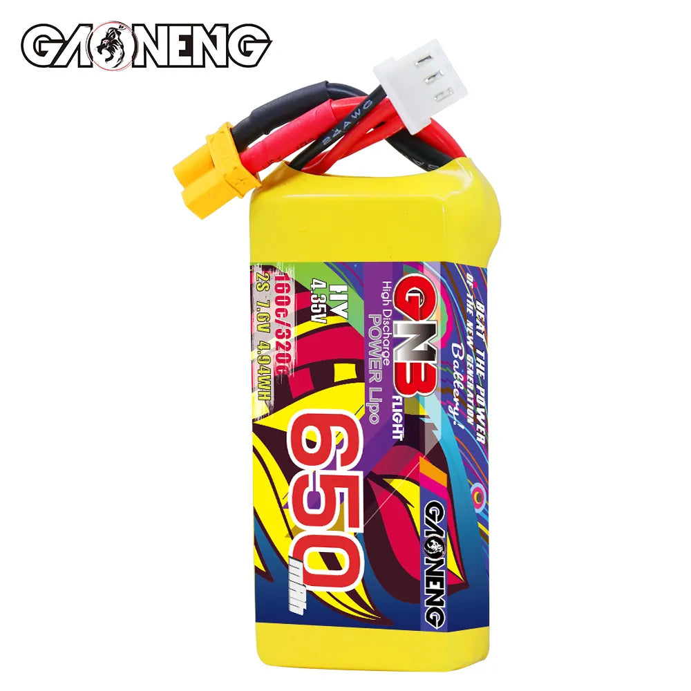 GAONENG GNB LiHV 2S 7.6V 650mAh 160C XT30 LiPo Battery [DG]