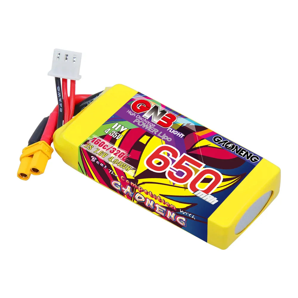 GAONENG GNB LiHV 2S 7.6V 650mAh 160C XT30 LiPo Battery [DG]