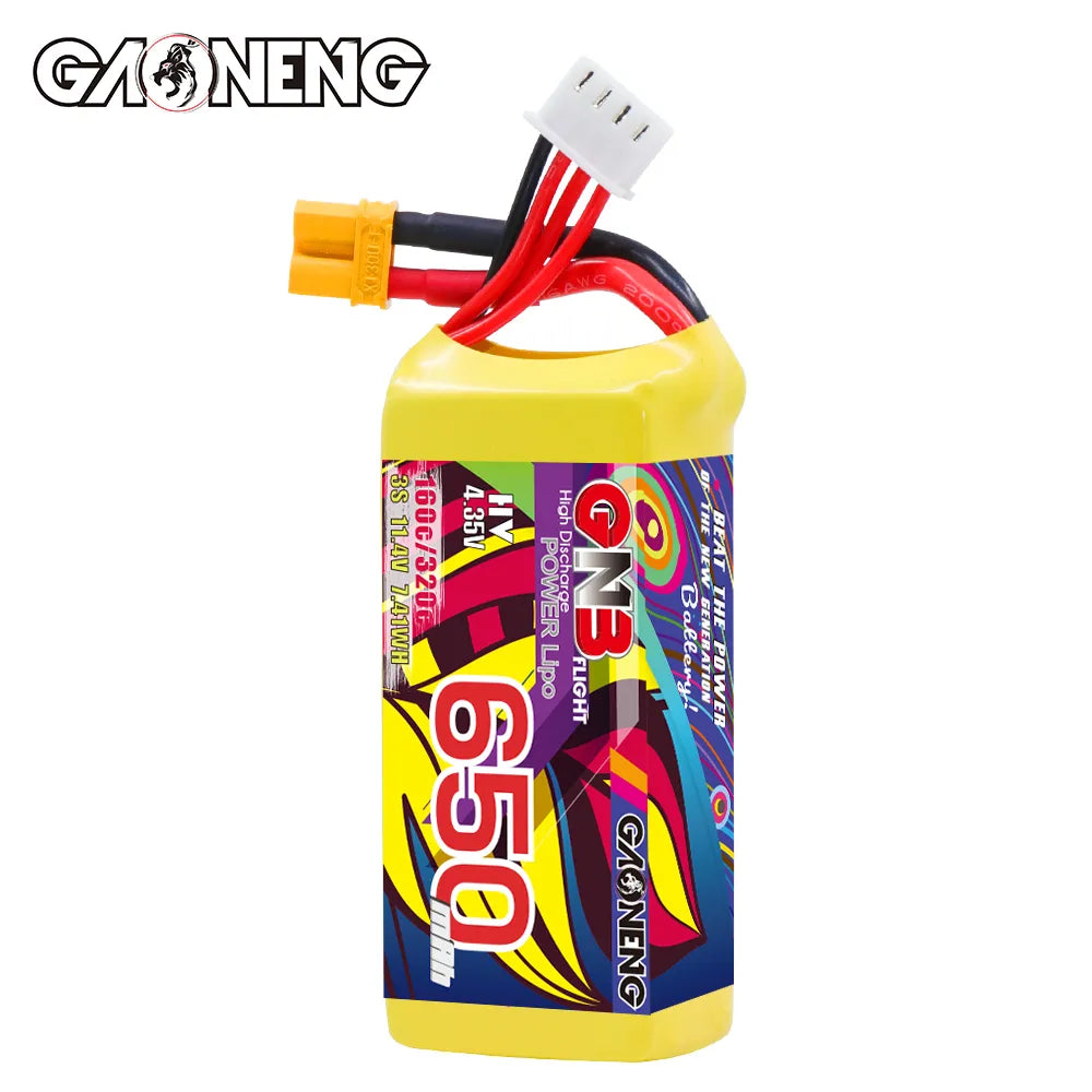 GAONENG GNB LiHV 3S 11.4V 650mAh 160C XT30 LiPo Battery [DG]