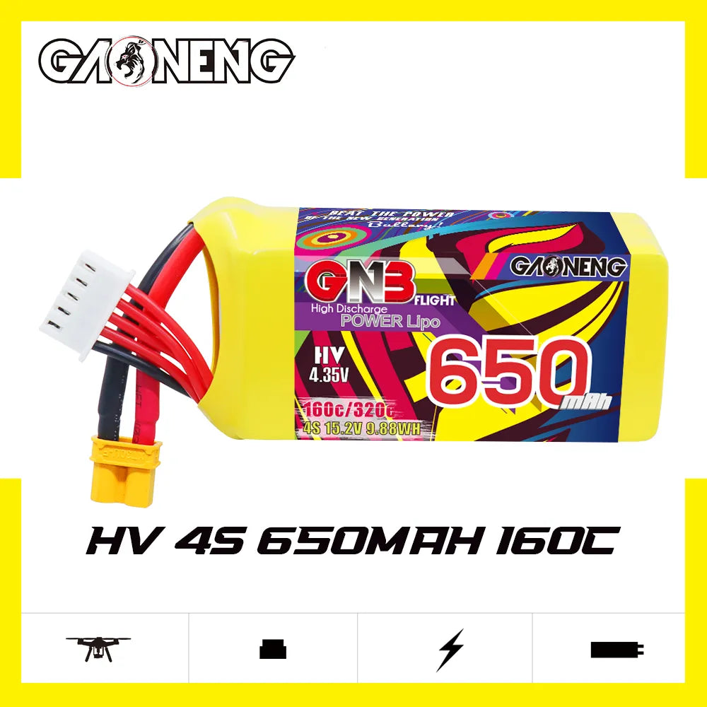 GAONENG GNB LiHV 4S 15.2V 650mAh 160C XT30 HV LiPo Battery [DG]