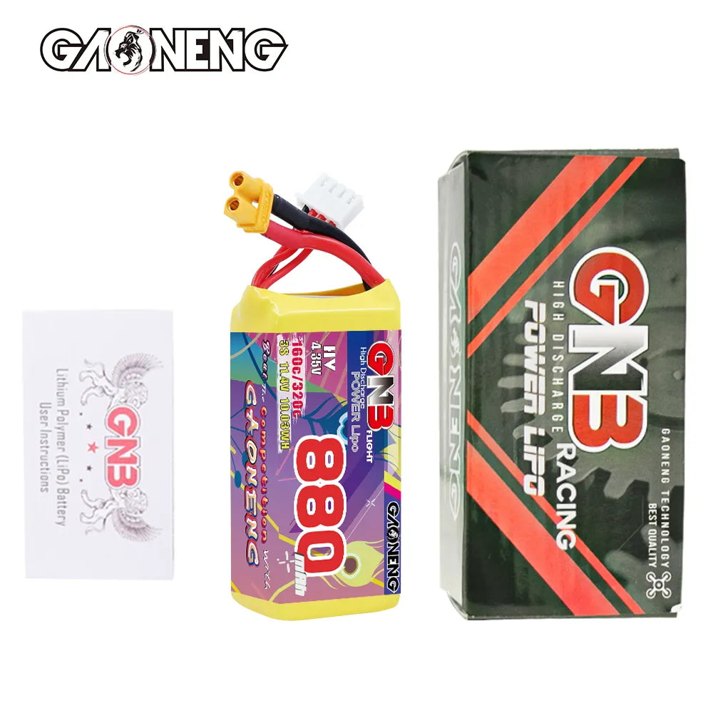 GAONENG GNB LiHV 3S 11.4V 880mAh 160C XT30 LiPo Battery [DG]