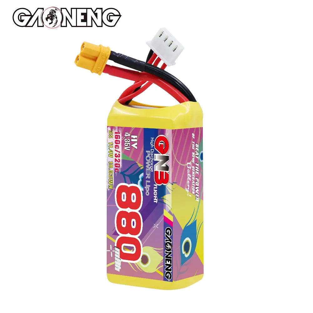 GAONENG GNB LiHV 3S 11.4V 880mAh 160C XT30 LiPo Battery [DG]