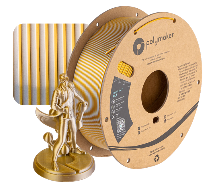 Polymaker PolyLite™ Dual Colour Silk PLA Filament 1kg 1.75mm