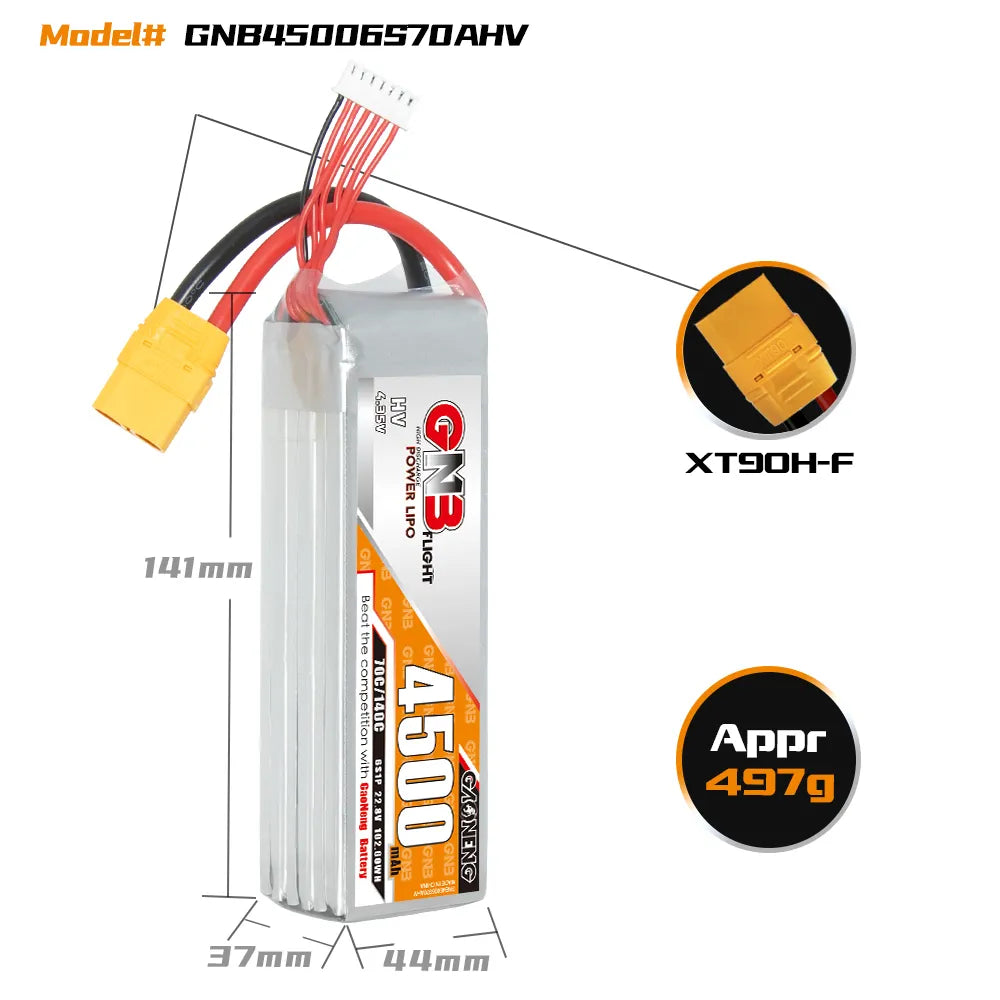 GAONENG GNB LiHV 6S 22.8V 4500mAh 70C LiPo Battery XT90 [DG]