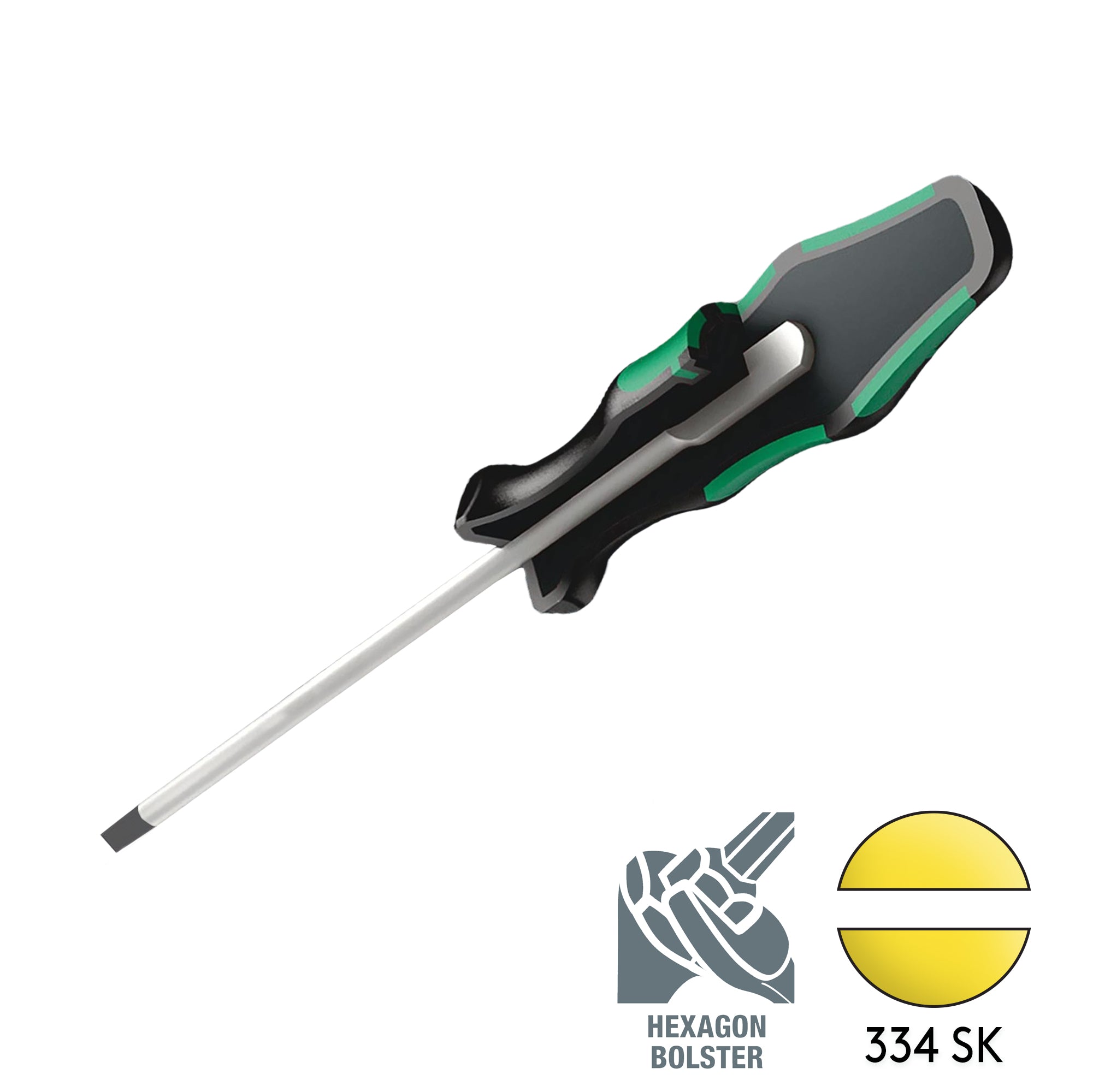 Wera 334 SK 1x5.5x100mm Slotted Flat Head Screwdriver (Hex Bolster Edition) 05007673001