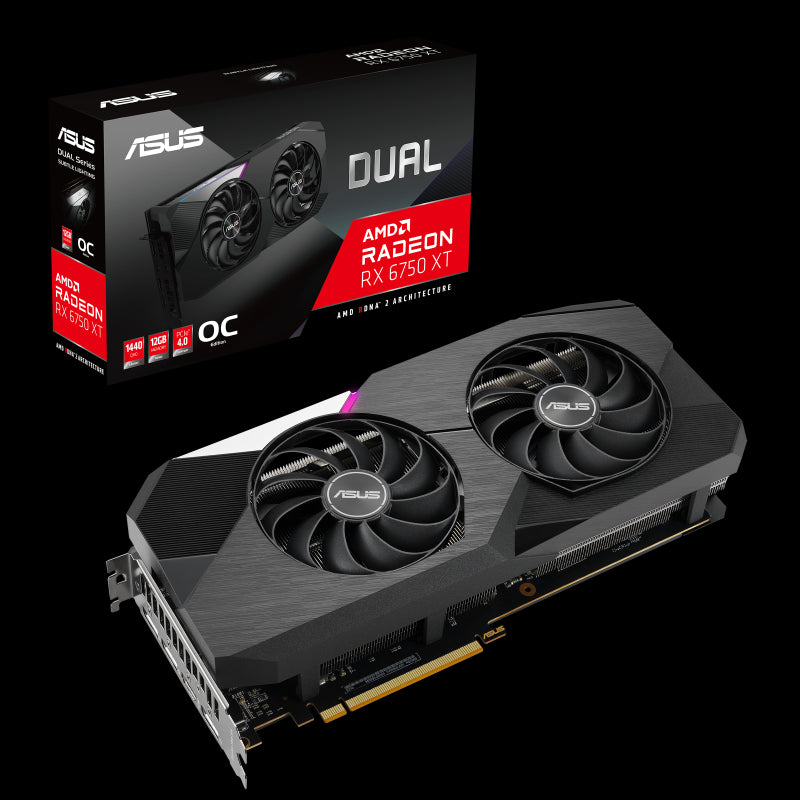 ASUS AMD Radeon DUAL-RX6750XT-O12G RX 6750 XT OC Edition 12GB GDDR6,  2618MHz Boost, PCIe 4.0. 1xHDMI 2.1, 3xDP 1.4a, RGB [PC]