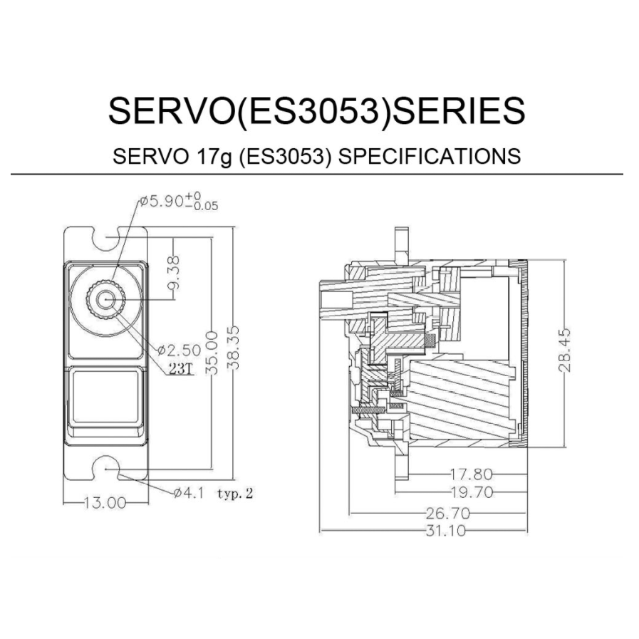 EMAX ES3053 17g 3.5kg 0.13sec 23T Plastic Gear Digital Servo ES3153 upgrade